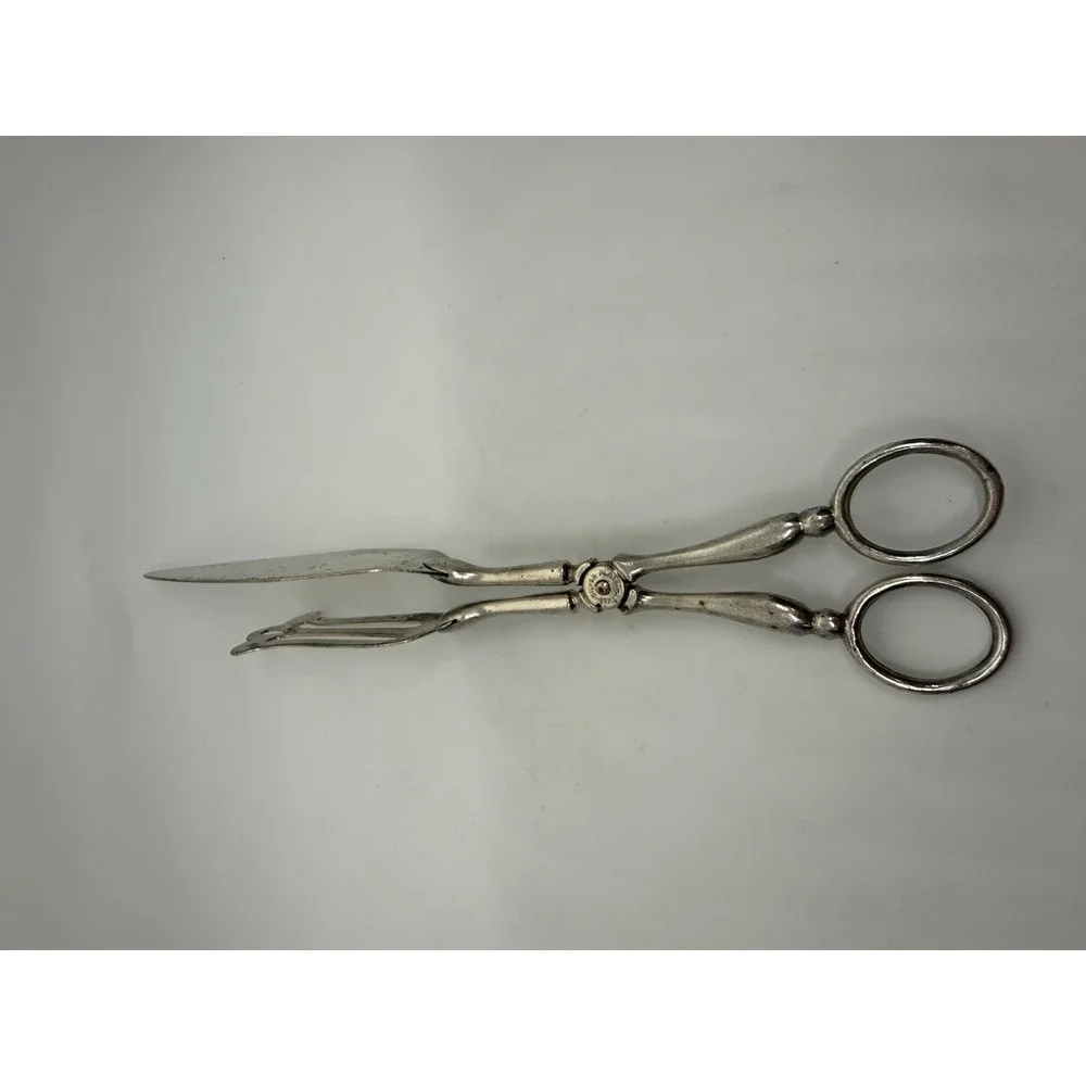 Vintage Italy Silver Plated Scissors-Style Serving Tongs Salad Cake Sandwich